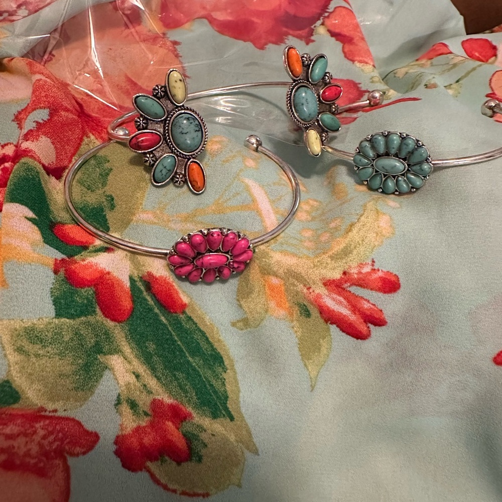 Colorful Stone Bangle Set